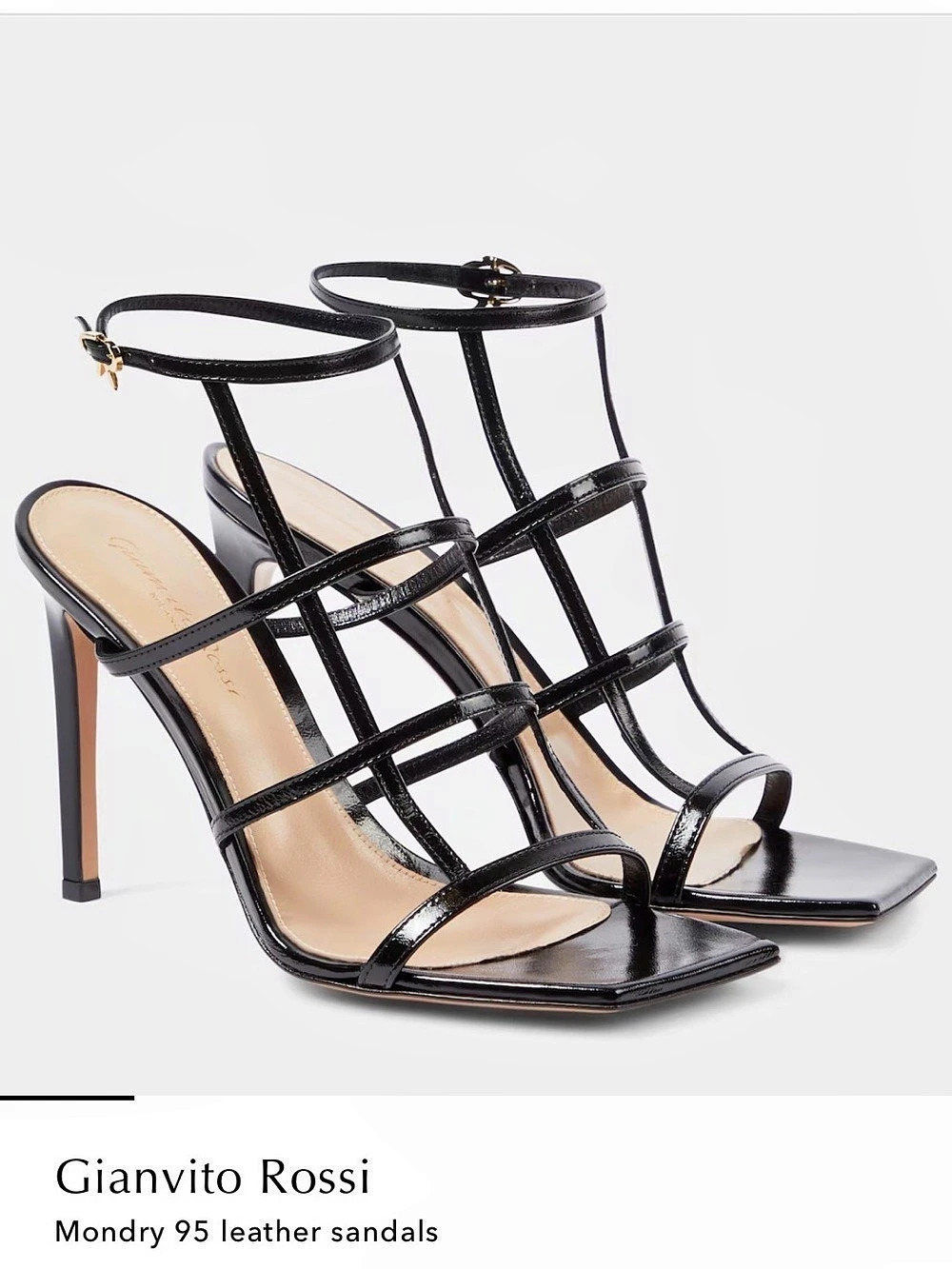 Gianvito Rossi Mondry 95 Leather Sandals Leather Strappy Heeled Sandals Black
